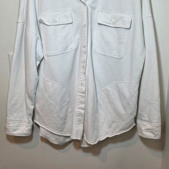 Aerie Oversized Button Shirt Womens Size M White Relaxed Heavyweight Shacket - Picture 3 of 9